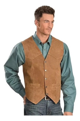 Chaleco Vaquero Western De Piel De Vacuno Para Hombre, Parte