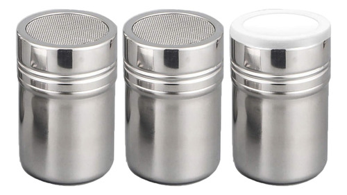 Juego De 3 Cocteleros De Azúcar Polvo Tapa, Acero Inox...