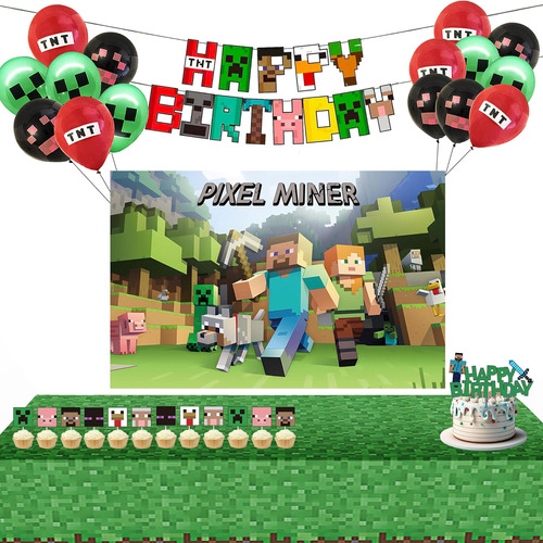 Decoraciones De Cumpleaños De Minecraft, Suministros Para La