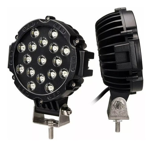 Faro Proyector Redondo 51w 3700lm 17leds 12/24v Negro Rojo