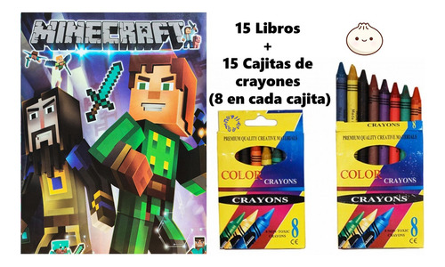 10 Libro Para Colorear Minecraftt + 10 Cajitas Crayon (8) :)