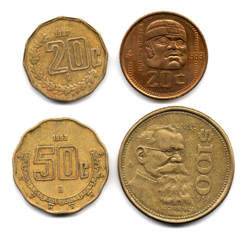 México 20 Y 50 Centavos Y 100 Pesos 1983 - 1997
