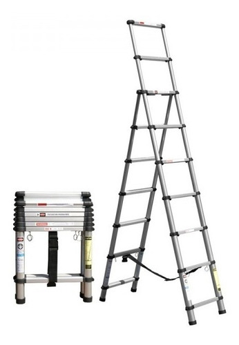 Imagen 2 de 3 de Escalera Telescópica De Aluminio Tipo Pintor 7+9 150kg