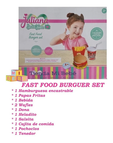 Imagen 2 de 4 de Juliana Set De Comida Fast Food Hamburguesa Art 043