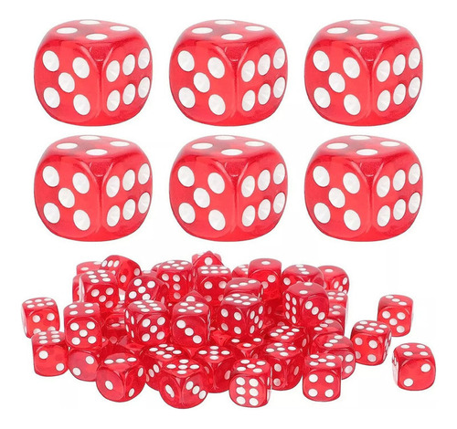 100 Dados De Juego Acrílicos Rojos