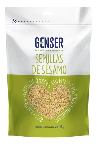 Semillas De Sesamo Integral Genser 120gr Omega 6 Magnesio