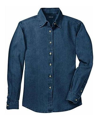 Señoras Manga Larga Valor Denim Camisas En Tallas Xs4 X L