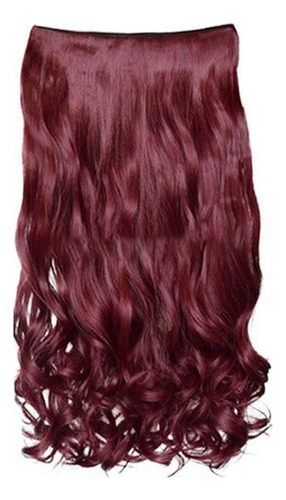 Cabello Rizado Peluca Clip Extensiones De Pelo - Vino Rojo