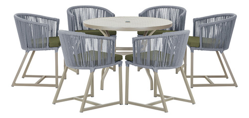 Mesa E 6 Cadeiras De Jantar Noronha Fendi E13 Trama Original