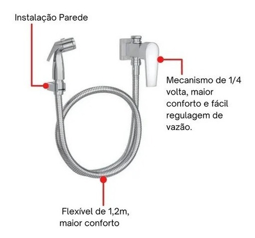 Ducha higiénica Deca Level C/Reg Der Gate Cr 1984.c26.act.cr Acabado brillante de color plateado