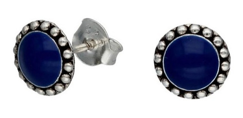 Aros Aretes Apegados 8mm Con Diseño De Círculo - Plata 925