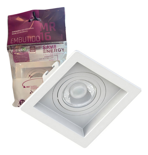 Kit 22x Spot Embutir Par20 Quadrado Recuado Save Energy Cor Branco