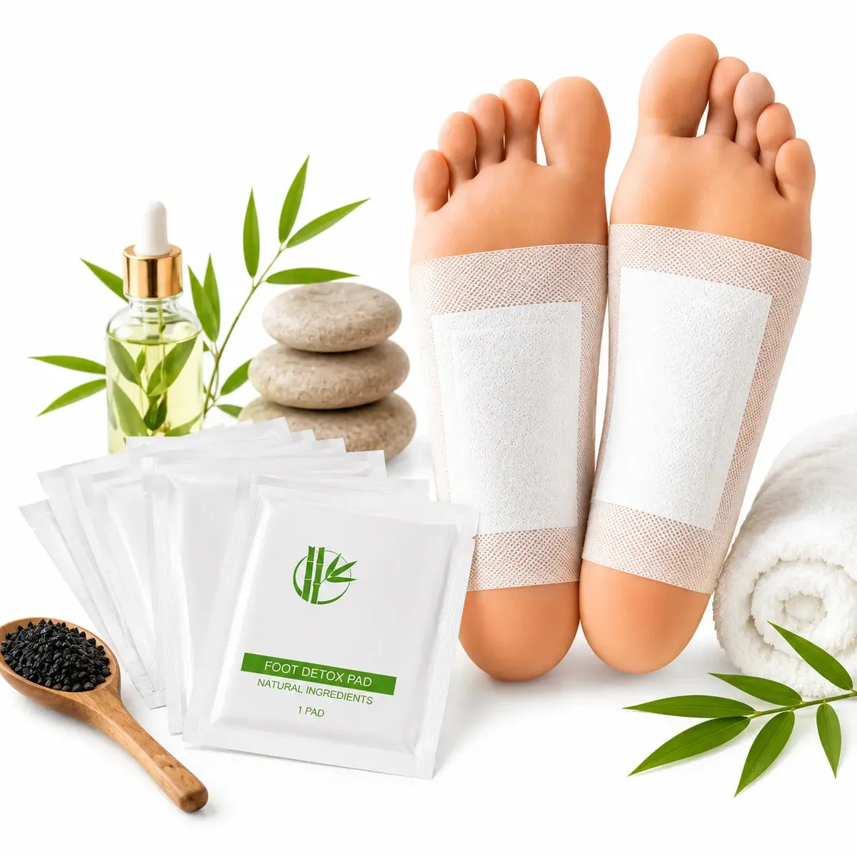 Kit com 50 Adesivos Para os Pés Noturno com Extrato de Bambu da Lumibella
