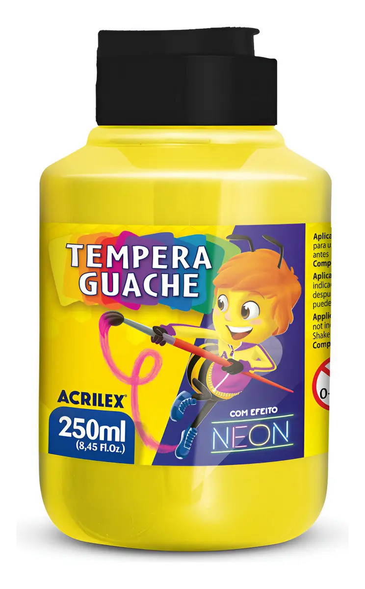 Tinta Guache Acrilex Amarelo Neon Limão 250ml para Artes e Escola