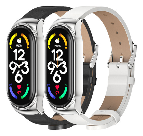 2pcs Para Xiaomi Mi Band 8 7 6 5 4 3 Pulsera De Cuero Correa