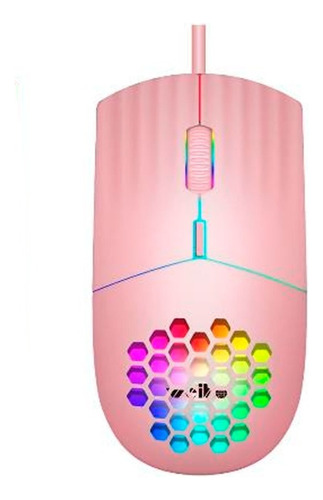 Mouse Rosado Gamer Raton Rosa Con Luces Rgb 3200 Dpi M-35