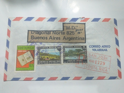 Costa Rica Sobre Registrado San José A Argentina 1973