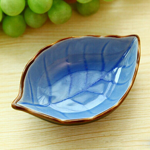 Mini Platos De Aperitivo De Postre En Forma De Hoja (azul)