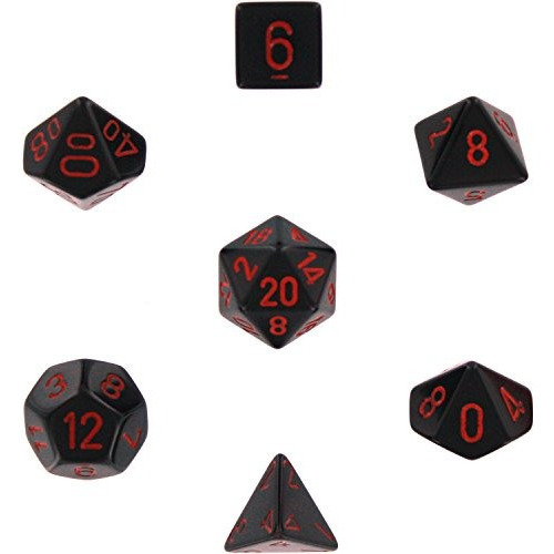 Chessex Dice Sets Opaque Black W Red 16mm Six Sided Die 12 B