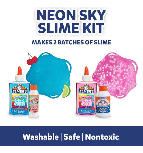 Kit Slime Elmer's Neon Sky Con Pegamento Transparente Y Acti