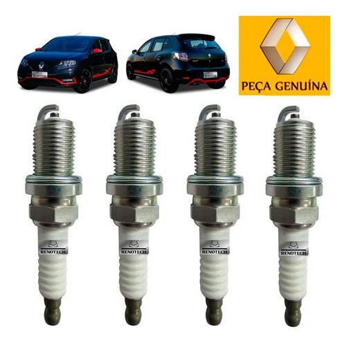 Kit Com 4 Vela De Igniçao Sandero Rs 2.0 16v 2016 8201611343