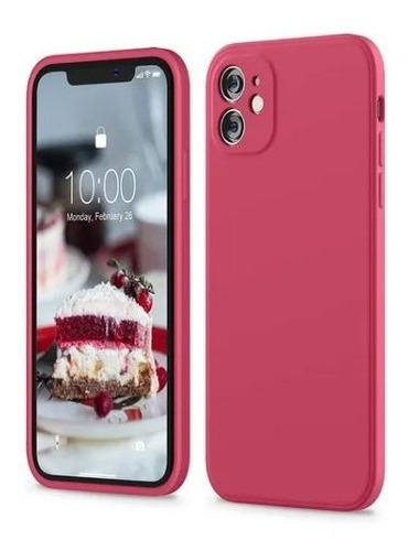 Carcasa Full Silicona Cubre Cámaras Para iPhone 12 (2 Cámaras) - Color Fucsia - Marca Cellbox