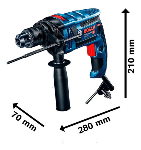 Imagen 6 de 6 de Taladro percutor atornillador eléctrico de 13mm Bosch GSB 16 RE 850W + accesorio con caja de cartón 220V 60hz