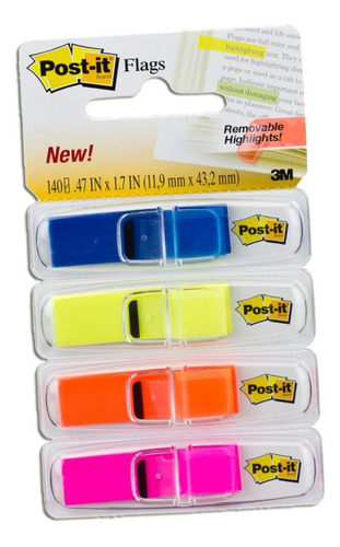 Post-it Lembrete Flags 3m 4 Cores 140fls