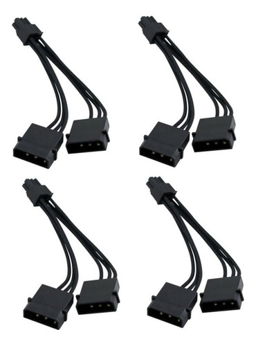 4 Cables Adaptadores De Alimentación Pci-e Dual Molex De 4 P
