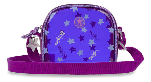 Bolsa tiracolo Cloe para menina com estampa de estrela roxa