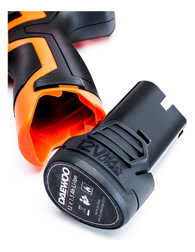 Imagen 5 de 10 de Taladro Atornillador Inalambrico Con Bateria 12v Daewoo Led