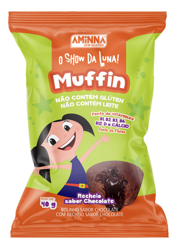 Muffin Chocolate O Show Da Luna Sem Glúten Sem Leite 10x40g