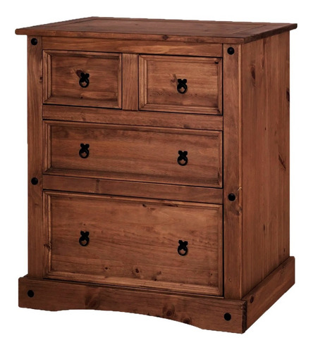 Imagen 2 de 5 de Comoda Cajonera Madera Maciza 4 Cajones Mueble Mexicano LG