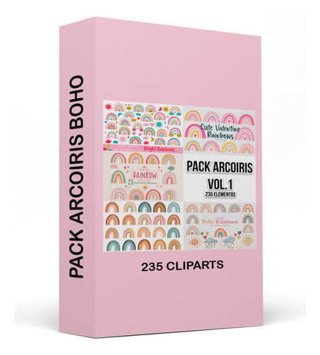 Pack Imágenes Clipart Arcoiris Boho