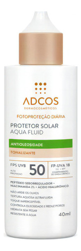 Protetor Solar Aqua Fluid Tonalizante Fps50 40ml Adcos