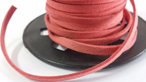 Fio Cordão Camurça Pulseira Colar 5mm Coral L5 Metros