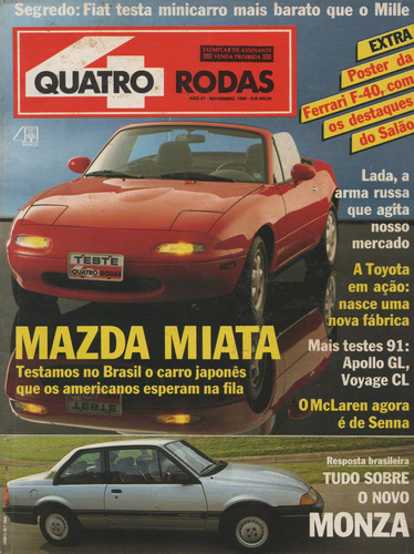 Quatro Rodas Nº364 Mazda Miata Mx-5 Monza Lada Vw Apollo Gl