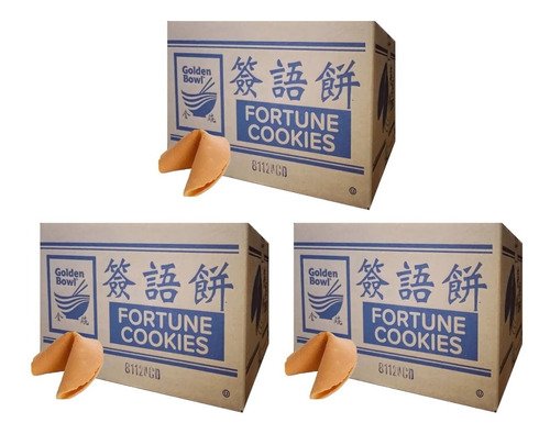 3 Cajas Galletas De La Fortuna China Golden Bowl