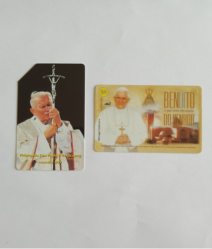 2 Cartões Telefônicos Papa João Paulo Ii Papa Bento Xvi 