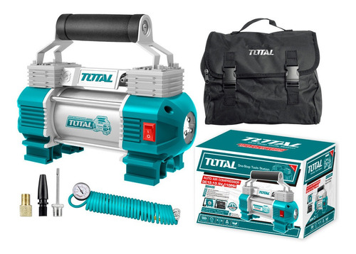 Compresor de aire mini a batería portátil Total Tools Industrial TTAC2506 12V turquesa/plateado