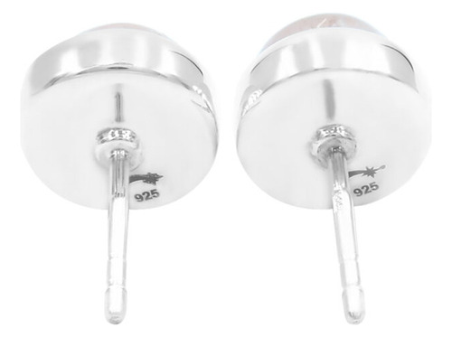 Aretes De Poste Redondo De Morganita En Plata De Ley