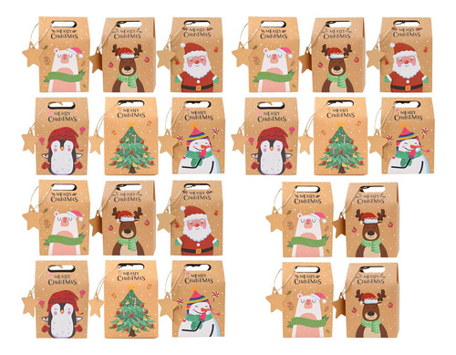 Anriy Bolsas De Papel Kraft Navideñas, 24 Uds., Bolsa De