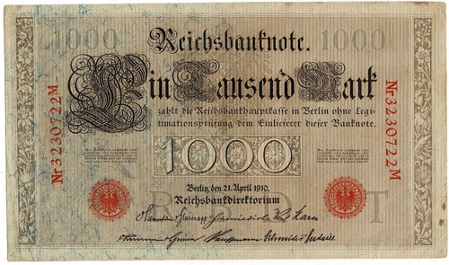 Billete De Alemania 1000 Marcos De 1910 Nr3230722 M M. Bueno