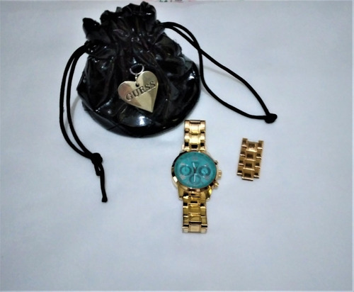 Relogio Feminino Guess Original Aço Rose Com Fundo Azul