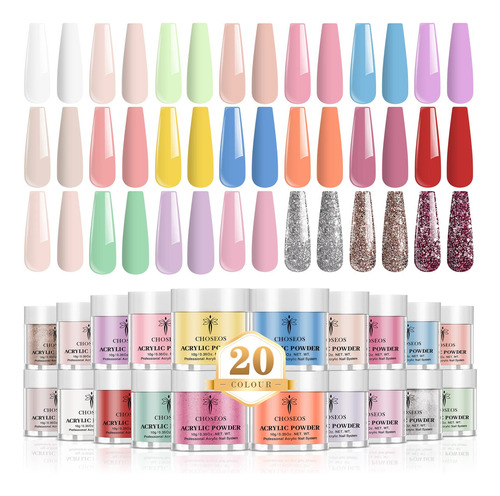20 Colores De Polvo De Cristal Acrílico, Puede Hacer U...