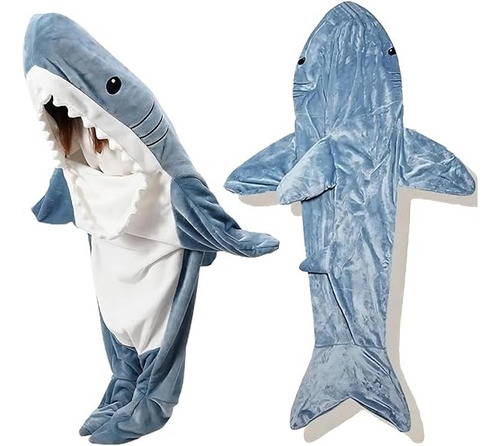 Manta Con Capucha Y Diseño De Tiburón Para Adultos