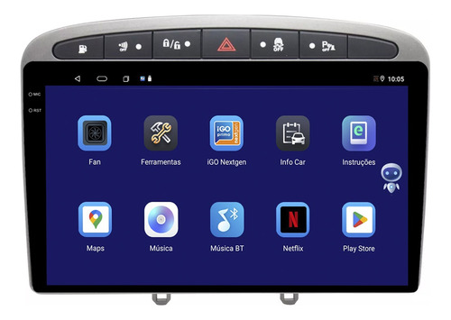 Multimidia Peugeot 308 9p Octacore Android Carplay 6gb 128gb