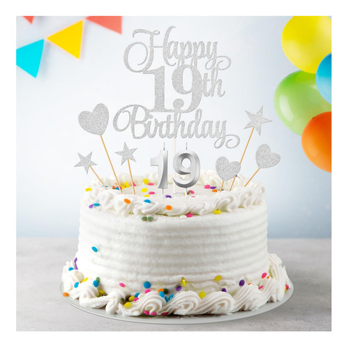 Decoraciones De Pastel De Cumpleaños Número 19, Velas De 19,