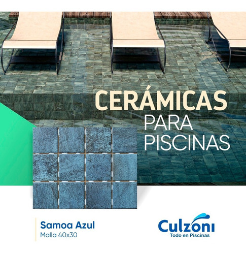 Imagen 6 de 10 de Cerámica Samoa Azul Caja X 1,95 Revestimiento Para Piscinas