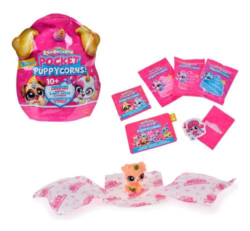 Pack Figuras Puppycorns Rainbocorns Zuru - Dorado-morado